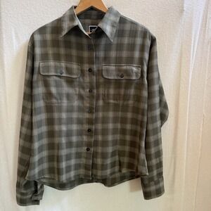 The North Face Womens Plaid Long Sleeve Button‎ Down Shirt Size Large Green